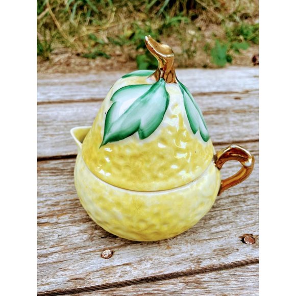 Vintage Porcelain Figural Juicer Pear Fruit 3 Pieces - Picture 8 of 14